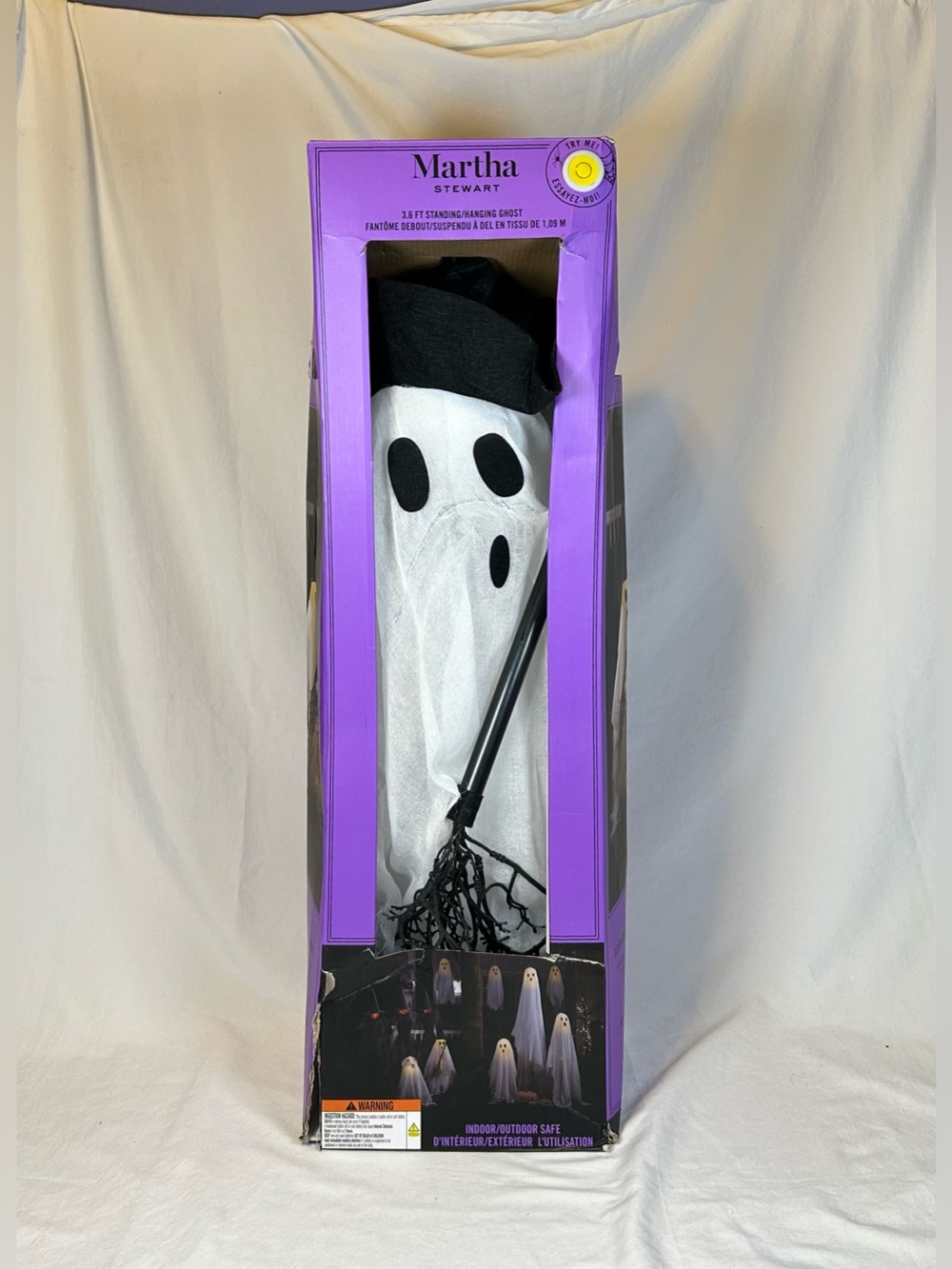 Martha Stewart 3.6 ft Standing/Hanging LED Lighted Ghost Halloween Decor NIB